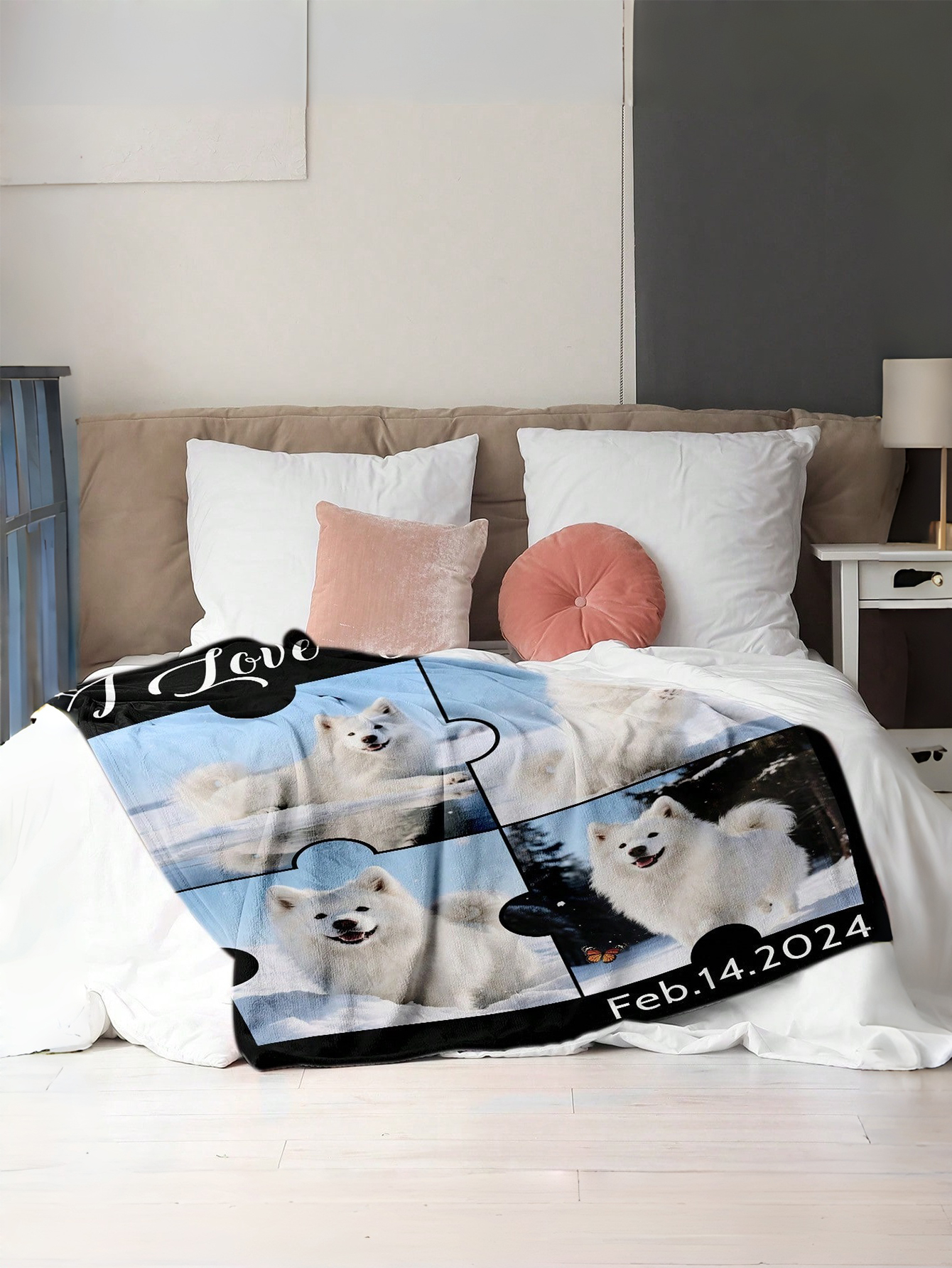 Custom Photo Flannel Blanket with Personalized Text Soft, Comfortable, and Warm Blanket The Perfect Valentine's Day Gift for Loved Ones